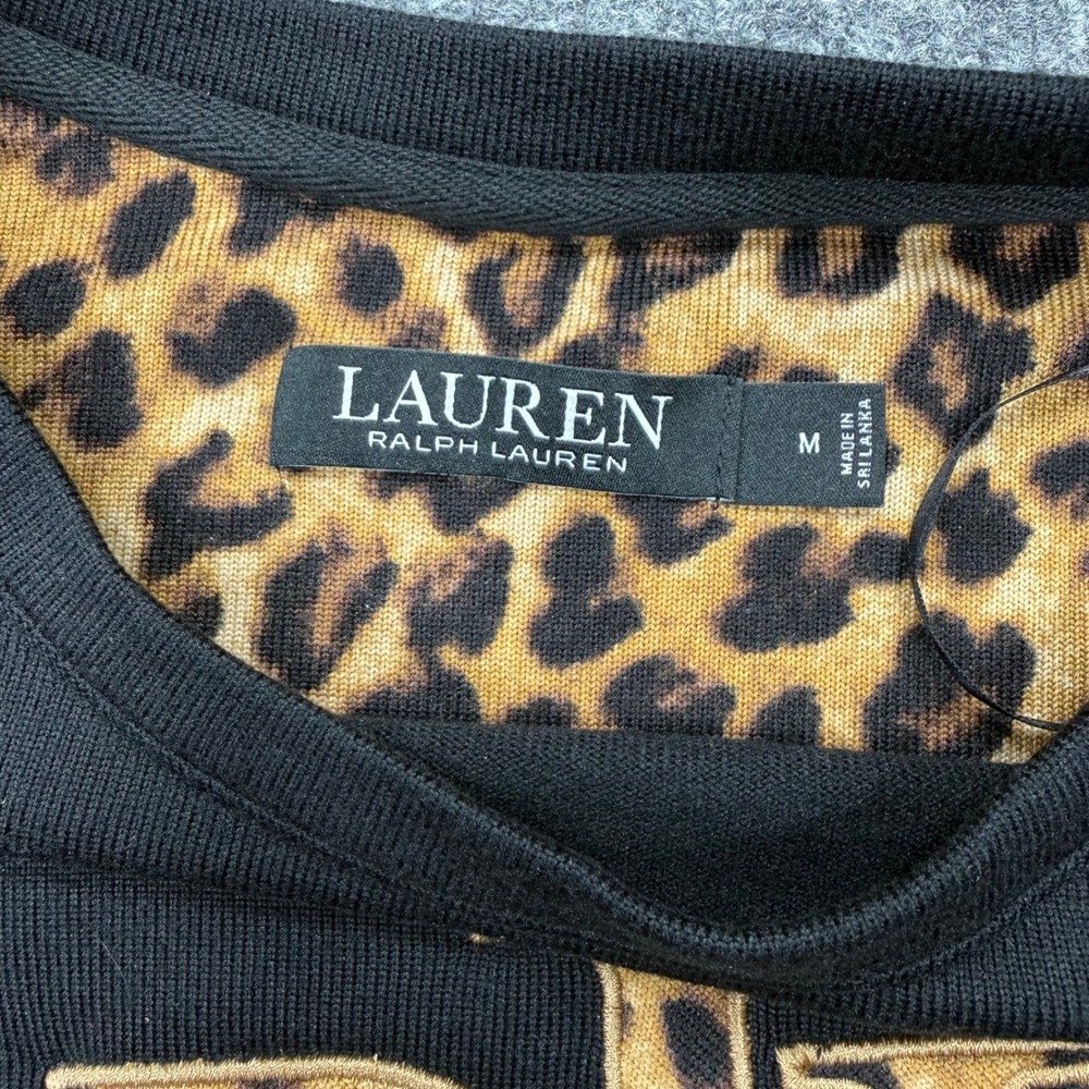 Lauren Ralph Lauren Womens Black Leopard Print RLL Logo Lounge Set Medium - Picture 6 of 13